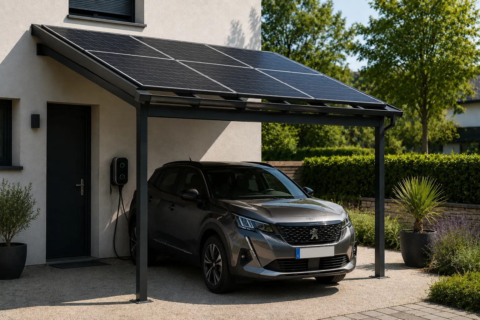 Travaux de carport solaire par les techniciens Dispac Énergies