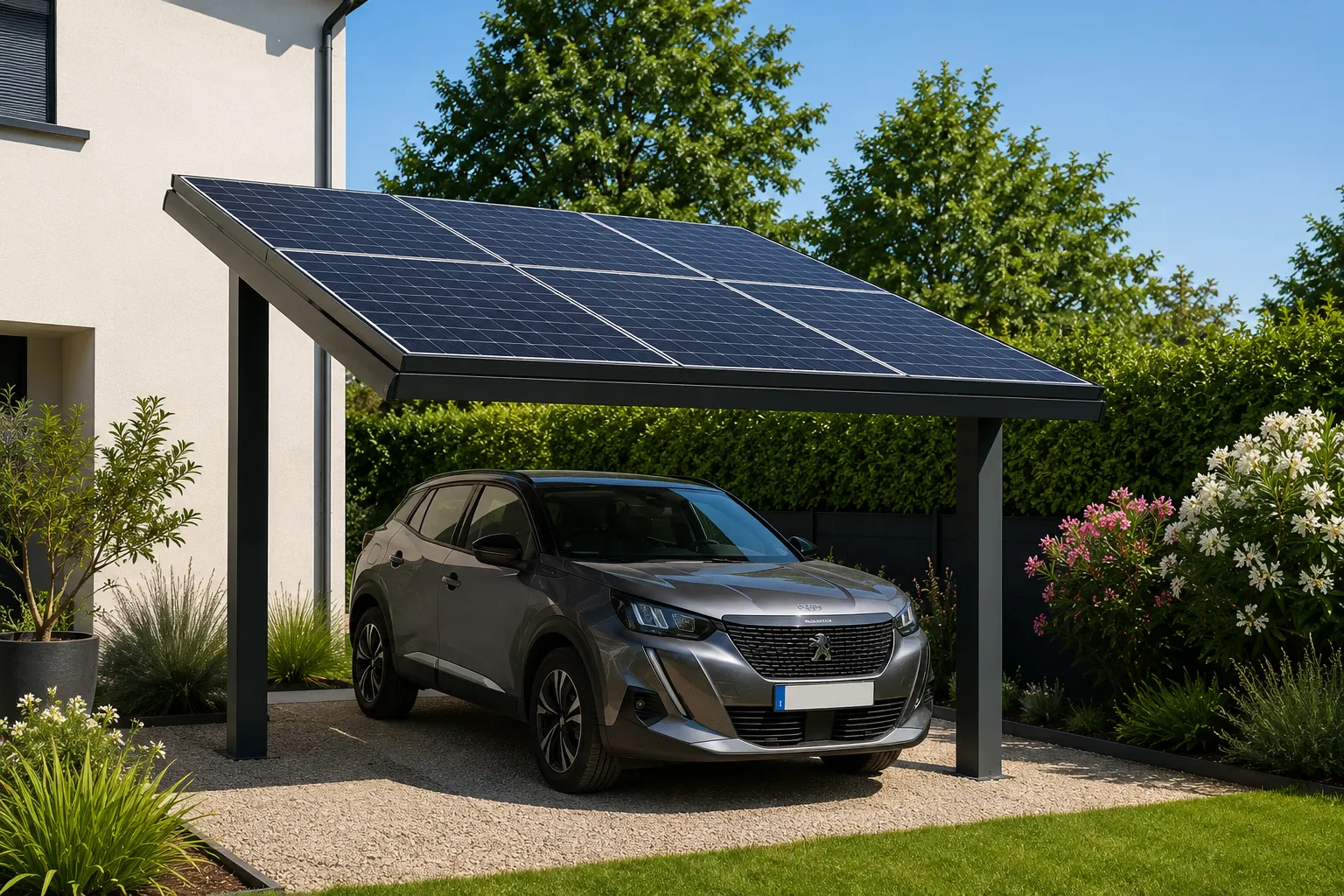 Travaux de carport solaire par les techniciens Dispac Énergies