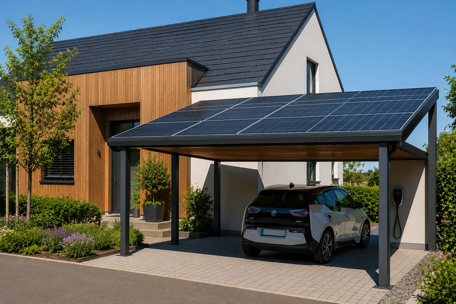Solution de carport solaire proposée par Dispac Énergies dans les Landes