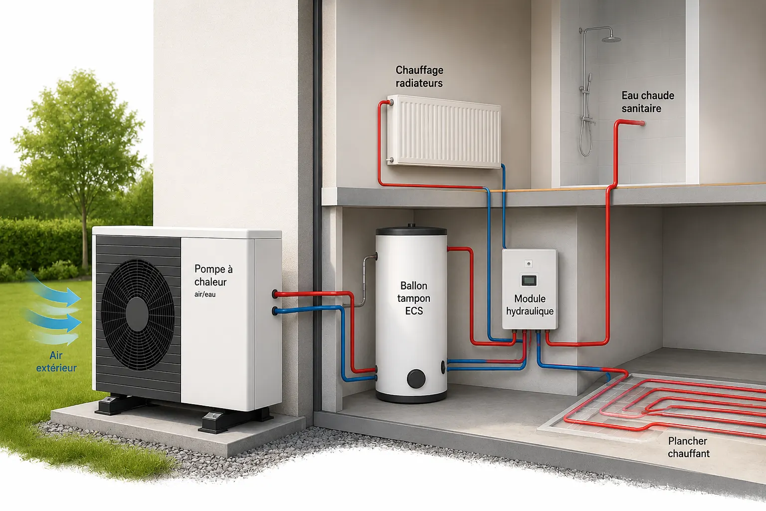 Travaux de pompe à chaleur par les techniciens Dispac Énergies