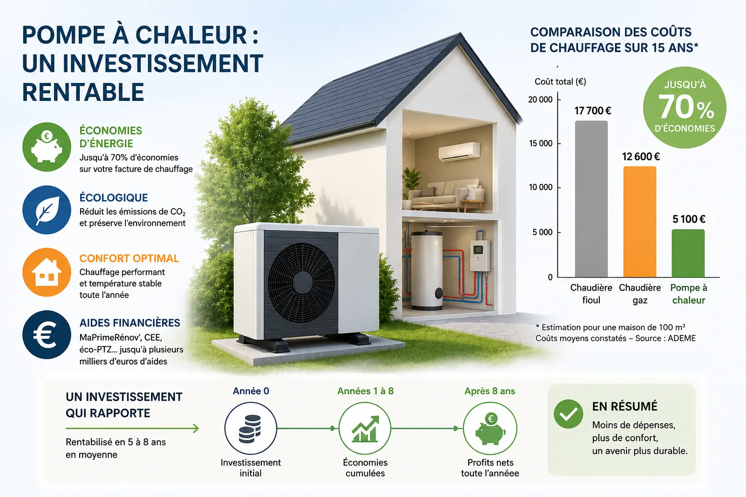 Solution de pompe à chaleur proposée par Dispac Énergies dans les Landes